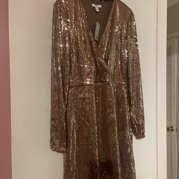 Cara Santana by Nine West. Beautiful gold sequins dress with matching belt. - Picture 5 of 12